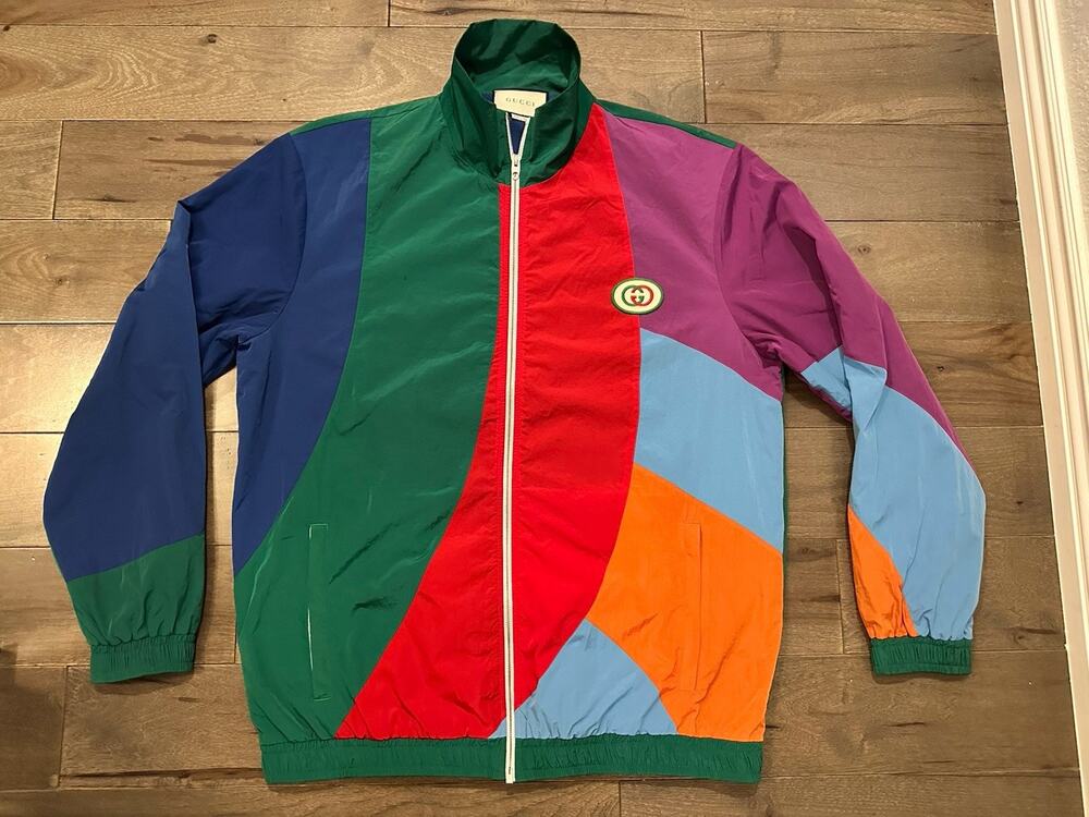 AUTHENTIC GUCCI GEOMETRIC TRACK JACKET TECHNICAL MULTICOLOR 573275 - XJA6N GG XL